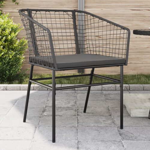 Garden Chairs 2pcs with Cushions Black Poly Rattan - Image 2
