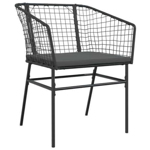 Garden Chairs 2pcs with Cushions Black Poly Rattan - Image 4