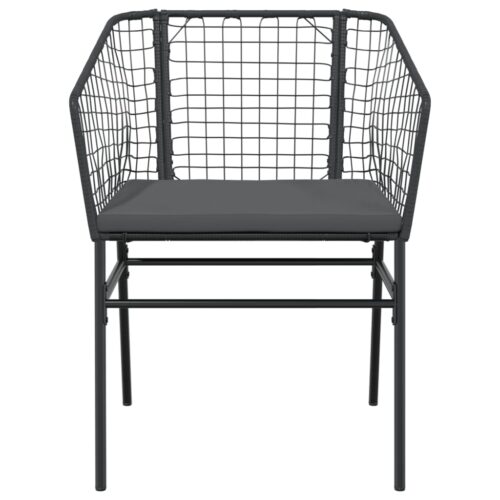 Garden Chairs 2pcs with Cushions Black Poly Rattan - Image 5