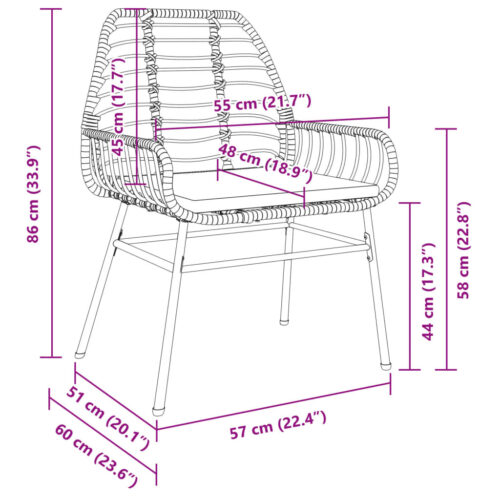 Garden Chairs 2pcs with Cushions Brown Poly Rattan - Image 9