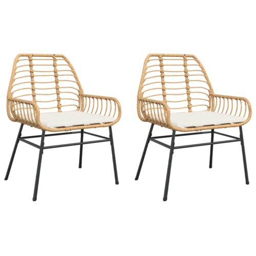 Garden Chairs 2pcs with Cushions Brown Poly Rattan - Image 11
