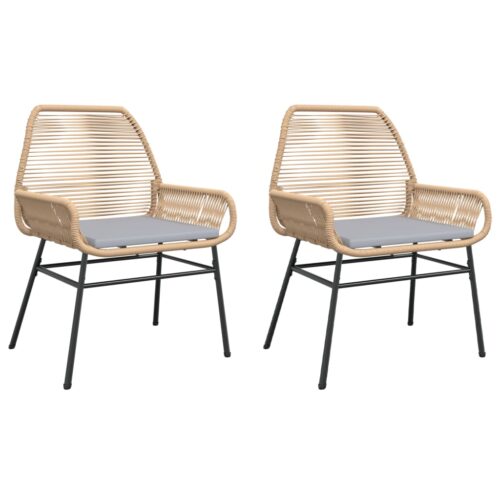 Garden Chairs 2pcs with Cushions Brown Poly Rattan