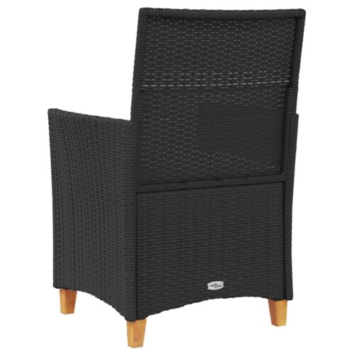 Garden Chairs with Cushions 2pcs Black Poly Rattan Solid Wood - Image 7