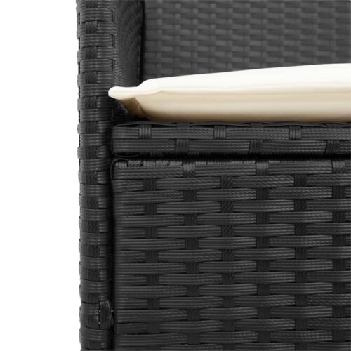 Garden Chairs with Cushions 2pcs Black Poly Rattan Solid Wood - Image 8