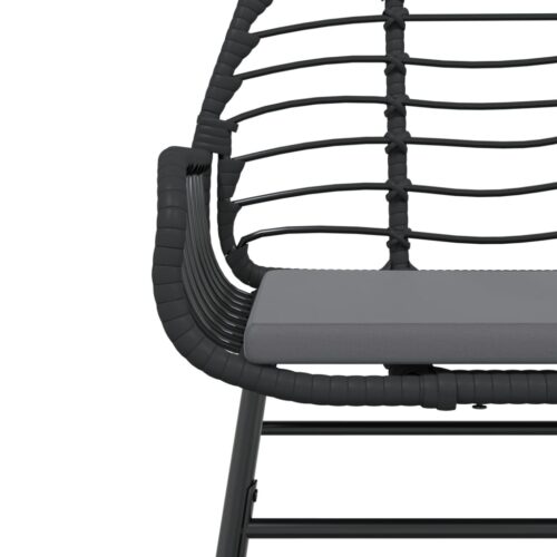 Garden Chairs 2pcs with Cushions Black Poly Rattan - Image 8