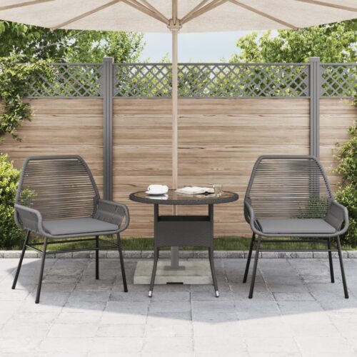 Garden Chairs 2pcs with Cushions Grey Poly Rattan - Image 3