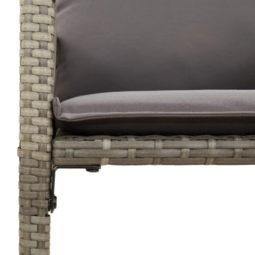 2x Garden Bar Stools with Cushions Grey Wicker Rattan Outdoor Patio Dining Chairs - Image 8