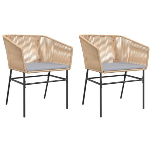Garden Chairs 2pcs with Cushions Brown Poly Rattan