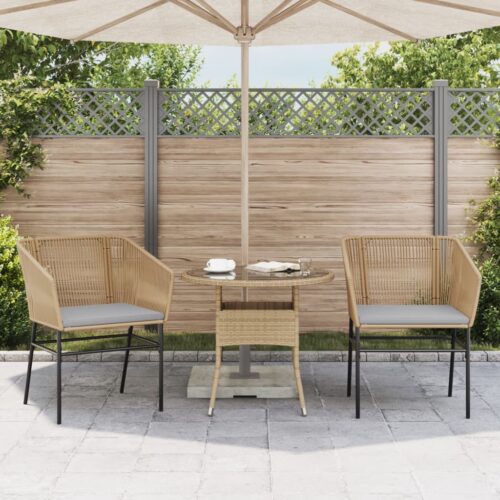 Garden Chairs 2pcs with Cushions Brown Poly Rattan - Image 3