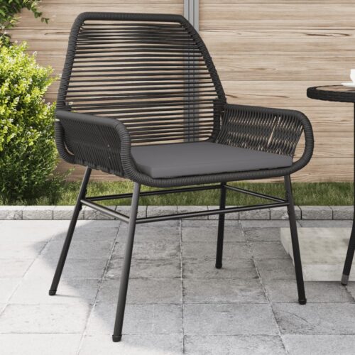 Garden Chairs 2pcs with Cushions Black Poly Rattan - Image 2