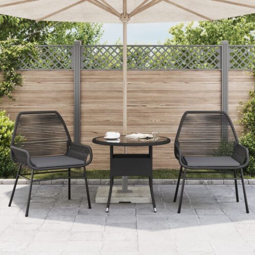 Garden Chairs 2pcs with Cushions Black Poly Rattan - Image 3