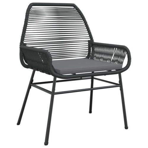 Garden Chairs 2pcs with Cushions Black Poly Rattan - Image 4