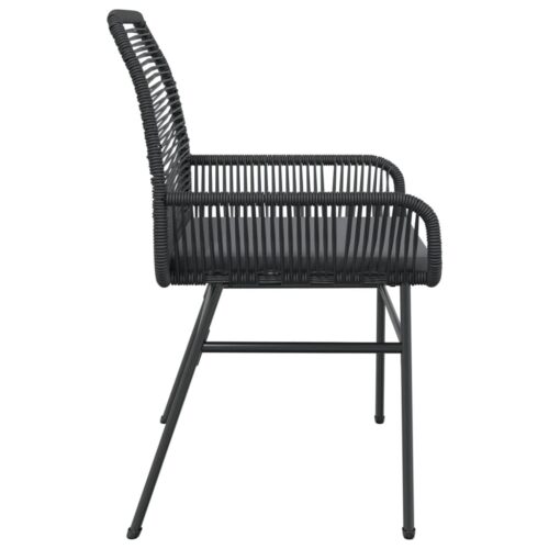 Garden Chairs 2pcs with Cushions Black Poly Rattan - Image 6