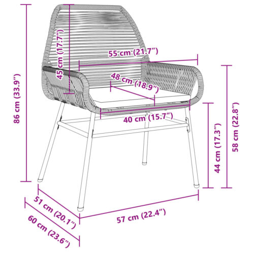 Garden Chairs 2pcs with Cushions Black Poly Rattan - Image 9