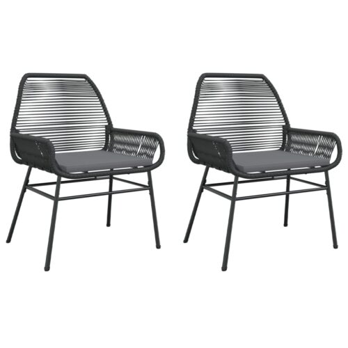 Garden Chairs 2pcs with Cushions Black Poly Rattan - Image 11