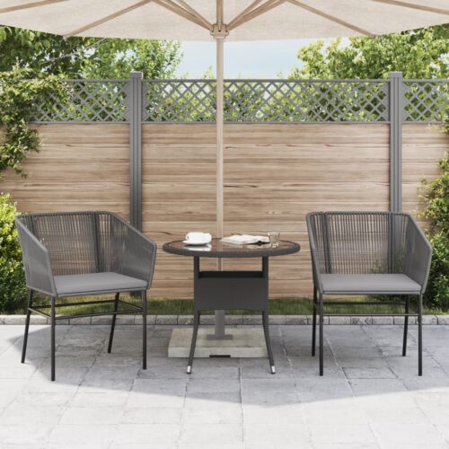 Garden Chairs 2pcs with Cushions Grey Poly Rattan - Image 3