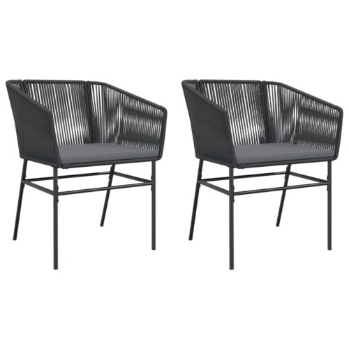 Garden Chairs 2pcs with Cushions Black Poly Rattan