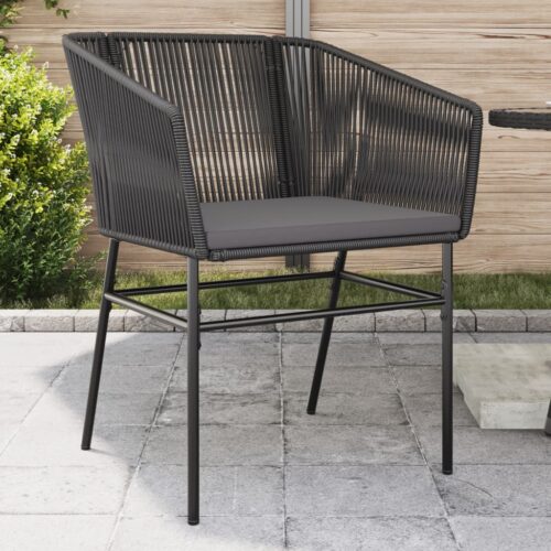 Garden Chairs 2pcs with Cushions Black Poly Rattan - Image 2