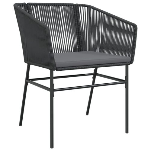 Garden Chairs 2pcs with Cushions Black Poly Rattan - Image 4