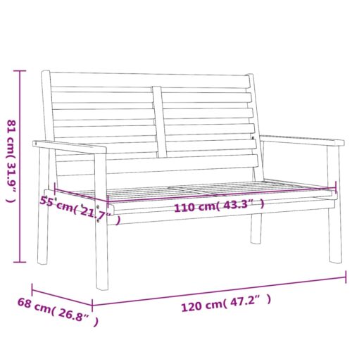 Garden Sofa Bench 120cm Solid Wood Acacia - Image 8