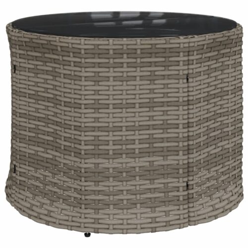 Garden Sofa with Table Cushions Half-Round Grey Poly Rattan - Image 5