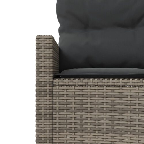 Garden Sofa with Table Cushions Half-Round Grey Poly Rattan - Image 7