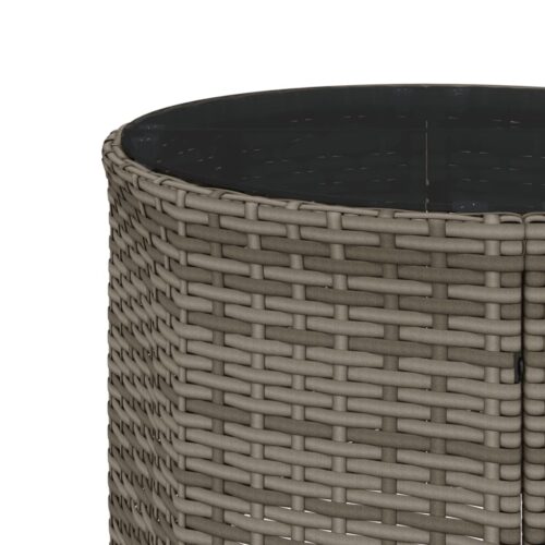 Garden Sofa with Table Cushions Half-Round Grey Poly Rattan - Image 8