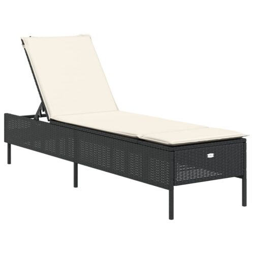 Sun Loungers with Cushions 2pcs Black Poly Rattan - Image 4