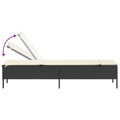 Sun Loungers with Cushions 2pcs Black Poly Rattan - Image 8