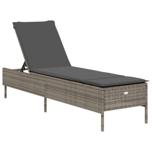 Sun Loungers with Cushions 2pcs Grey Poly Rattan - Image 4