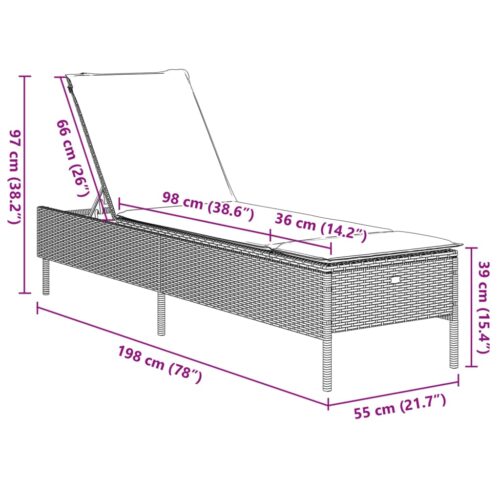 Sun Loungers with Cushions 2pcs Grey Poly Rattan - Image 11