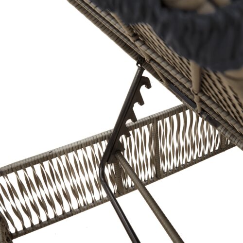 Sun Lounger with Cushion Grey Poly Rattan - Image 8