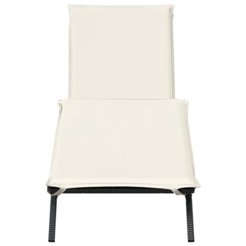 Sun Lounger with Cushion Black Poly Rattan - Image 4