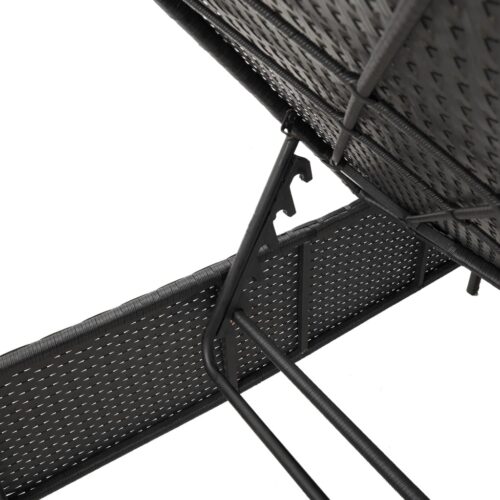 Sun Lounger with Table Cushion Black Poly Rattan - Image 8
