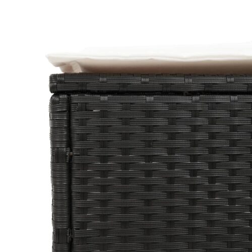 Sun Lounger with Table Cushion Black Poly Rattan - Image 9