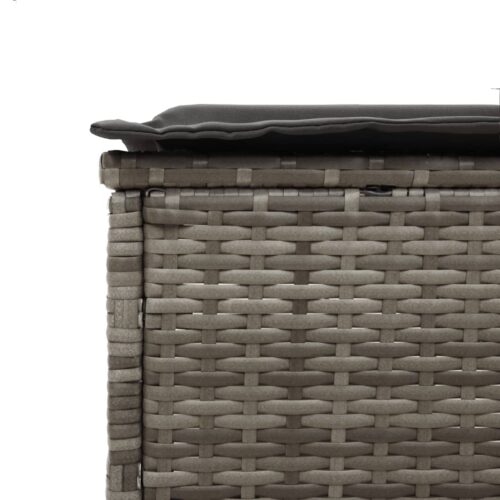 Sun Lounger with Table Cushion Grey Poly Rattan - Image 9