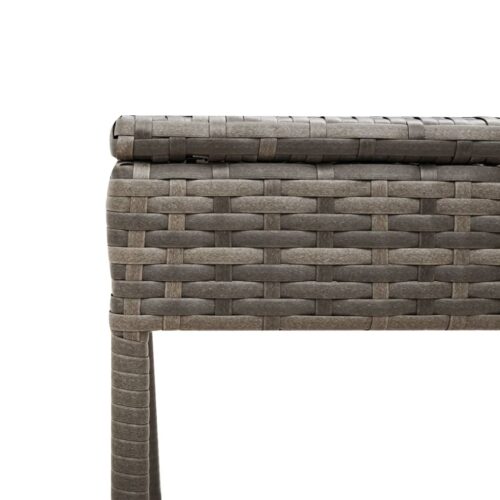 Sun Lounger with Table Cushion Grey Poly Rattan - Image 10