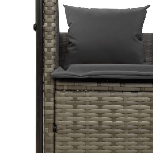 Double Sun Lounger with Roof Curtains Grey Poly Rattan - Image 7