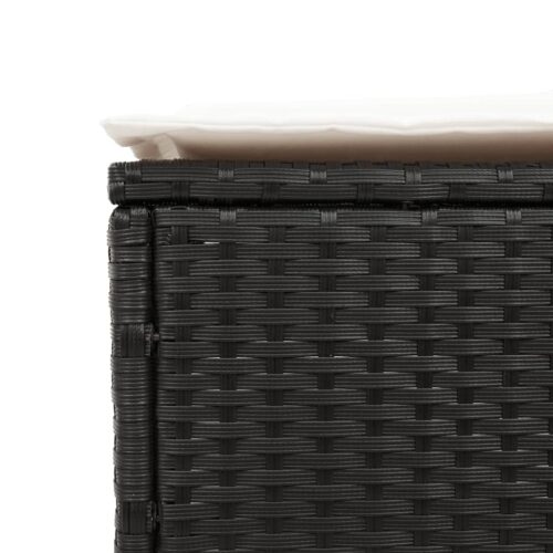 3-Piece Sun Lounger Set with Cushion Black Poly Rattan - Image 11