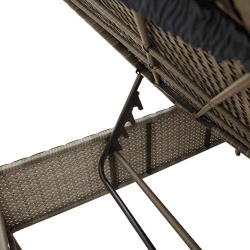3-Piece Sun Lounger Set with Cushion Grey Poly Rattan - Image 10