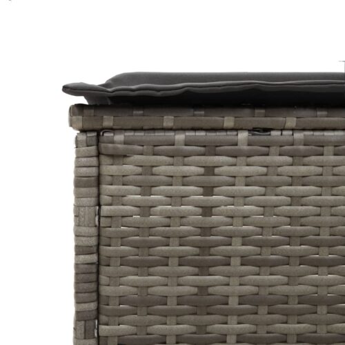 3-Piece Sun Lounger Set with Cushion Grey Poly Rattan - Image 11