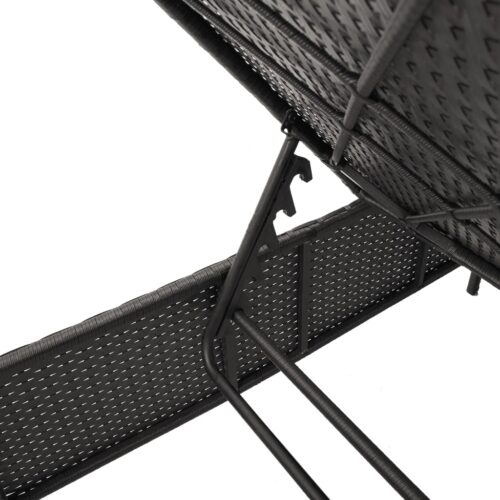Sun Lounger with Cushion Black Poly Rattan - Image 8