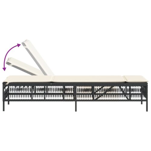 Sun Loungers 2pcs with Table Black Poly Rattan - Image 7