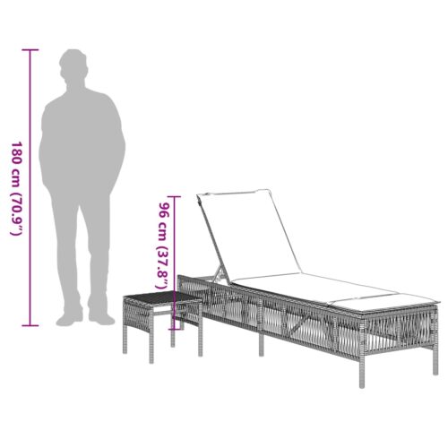 Sun Loungers 2pcs with Table Black Poly Rattan - Image 12