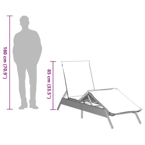 Sun Loungers 2pcs with Table Black Poly Rattan - Image 12