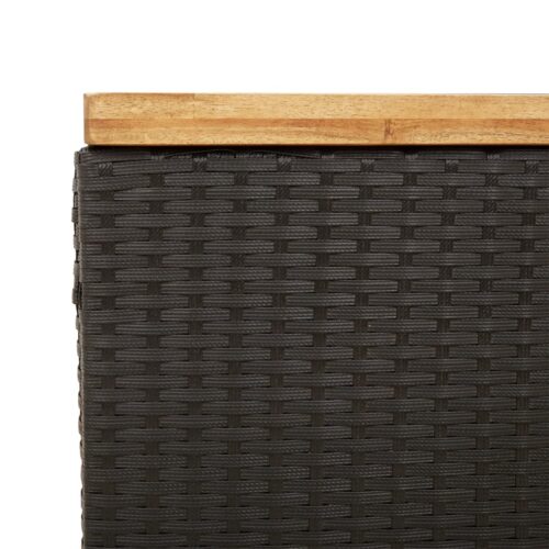 Garden Storage Box Black 80x40x48cm Poly Rattan Acacia Wood - Image 9