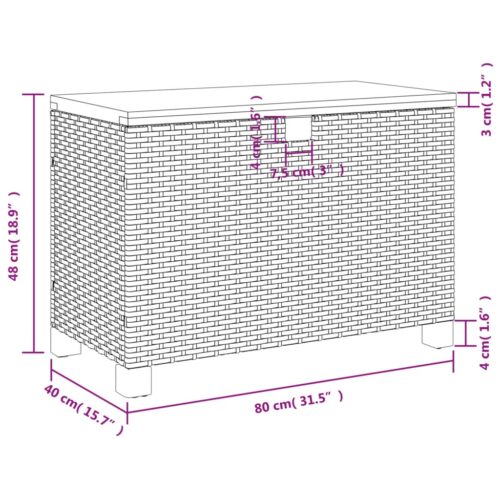 Garden Storage Box Black 80x40x48cm Poly Rattan Acacia Wood - Image 11