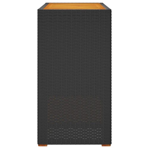 Wooden Side Table Black Wicker Rattan Outdoor Patio Lounge Garden Coffee Stand 100x40x75cm - Image 5
