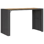 Garden Bar Table Acacia Wood Wicker Rattan Outdoor Patio Lounge Pub Dining Stand Black 185x80x110cm