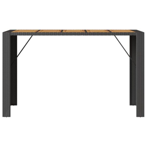 Garden Bar Table Acacia Wood Wicker Rattan Outdoor Patio Lounge Pub Dining Stand Black 185x80x110cm - Image 5